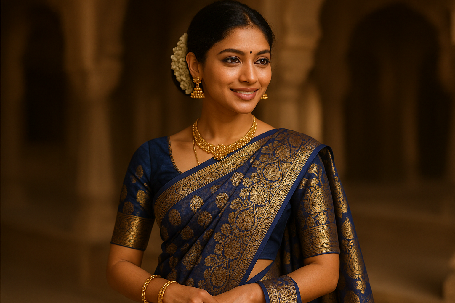 25 year old girl wearing banarsi saree